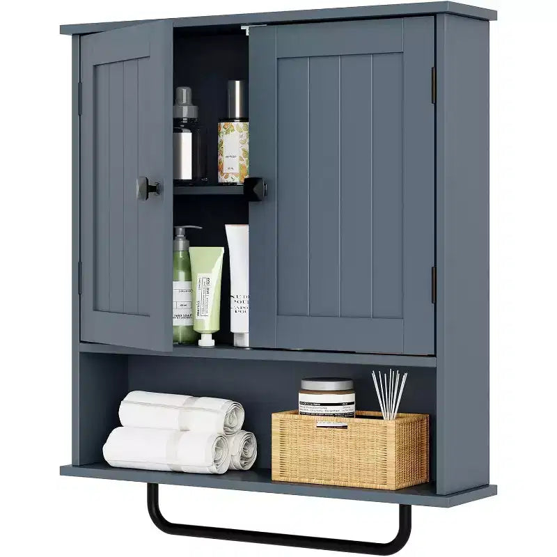 Meuble de salle de bain mural Dcolora avec porte-serviettes et étagère réglable