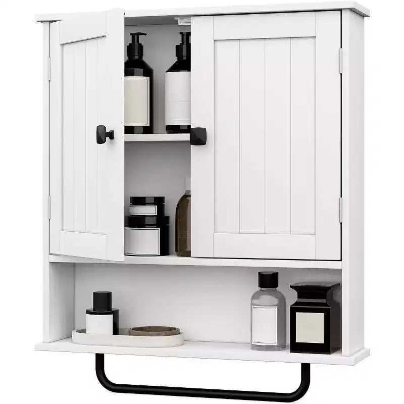 Meuble de salle de bain mural Dcolora avec porte-serviettes et étagère réglable