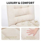 Chaise Criss Cross à Roulettes, Coussin Épaissi Double Couche, Tissu Premium Chaise de Coiffeuse Moderne à Siège Large, Beige Ivoire