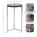 Table d'appoint en verre et métal Kate and Laurel Aguilar, gris et argent, 13x13x24