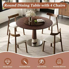 Ensemble de salle à manger rond 5 pièces Torres de GDFStudio en bois massif avec plateau tournant en verre trempé et 4 chaises