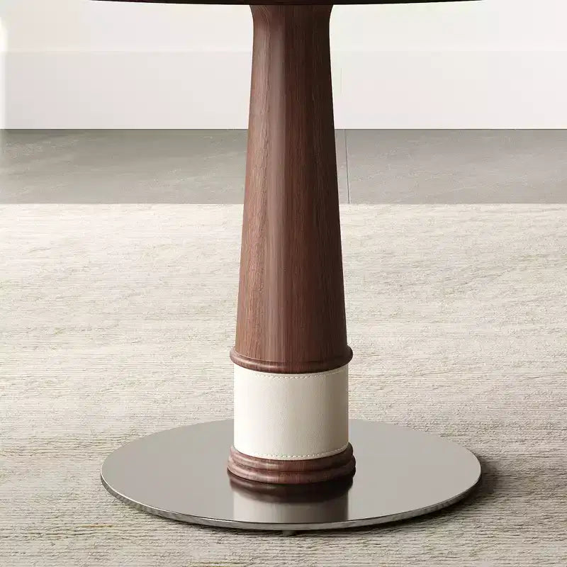 Ensemble de salle à manger rond 5 pièces Torres de GDFStudio en bois massif avec plateau tournant en verre trempé et 4 chaises