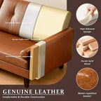ATJafurn 86 Canapé marron en cuir capitonné avec assise profonde, canapé sectionnel rembourré de style moderne du milieu du siècle, causeuse de luxe rétro pour salon, chambre à coucher