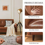 ATJafurn 86 Canapé marron en cuir capitonné avec assise profonde, canapé sectionnel rembourré de style moderne du milieu du siècle, causeuse de luxe rétro pour salon, chambre à coucher