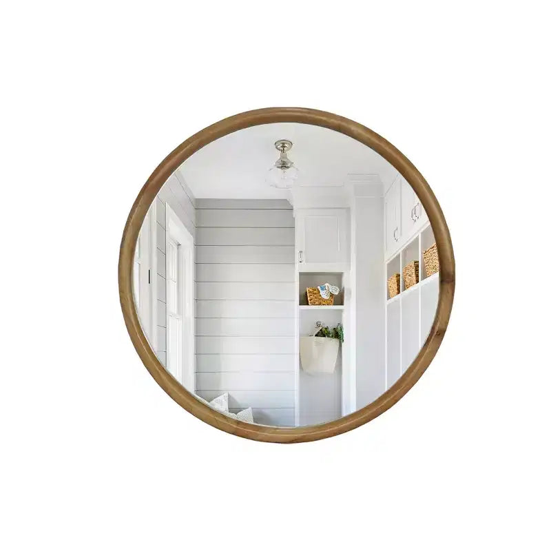 GDFStudio Elowen Miroir décoratif mural rond encadré en bois, style moderne du milieu du siècle