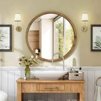 GDFStudio Elowen Miroir décoratif mural rond encadré en bois, style moderne du milieu du siècle