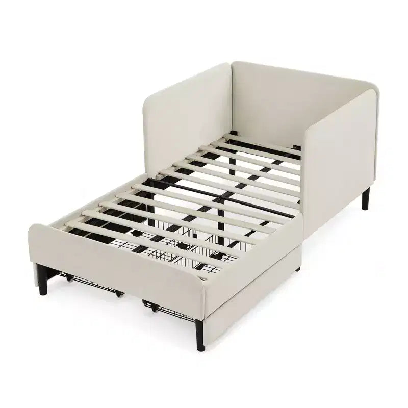 Lit de repos double/grand format, cadre de lit plateforme en velours avec 2 tiroirs, canapé-lit réglable - ModernLuxe