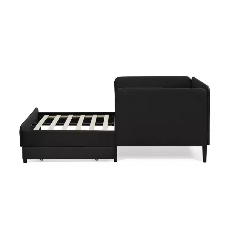 Lit de repos double/grand format, cadre de lit plateforme en velours avec 2 tiroirs, canapé-lit réglable - ModernLuxe