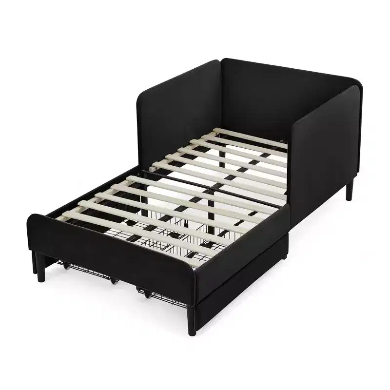 Lit de repos double/grand format, cadre de lit plateforme en velours avec 2 tiroirs, canapé-lit réglable - ModernLuxe