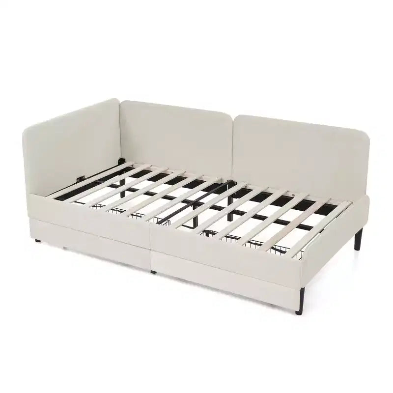 Lit de repos double/grand format, cadre de lit plateforme en velours avec 2 tiroirs, canapé-lit réglable - ModernLuxe
