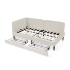 Lit de repos double/grand format, cadre de lit plateforme en velours avec 2 tiroirs, canapé-lit réglable - ModernLuxe