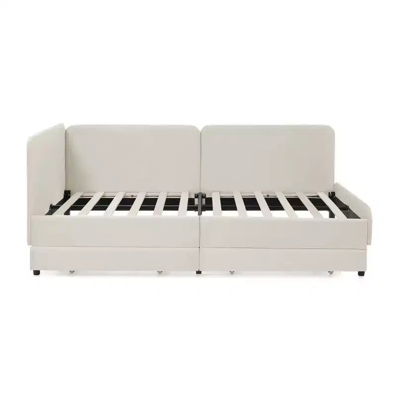 Lit de repos double/grand format, cadre de lit plateforme en velours avec 2 tiroirs, canapé-lit réglable - ModernLuxe