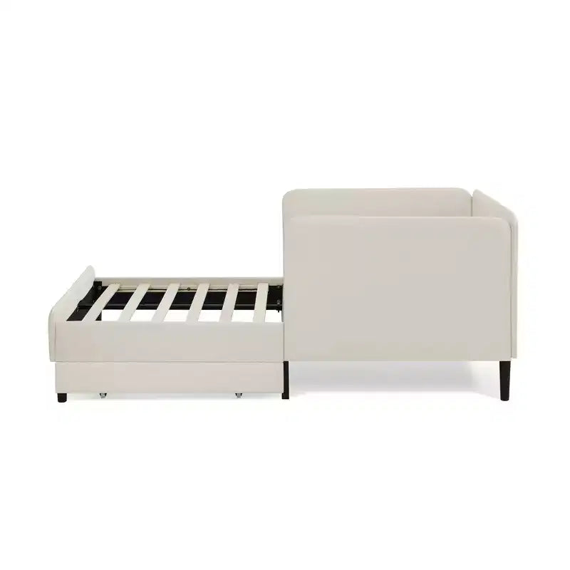 Lit de repos double/grand format, cadre de lit plateforme en velours avec 2 tiroirs, canapé-lit réglable - ModernLuxe