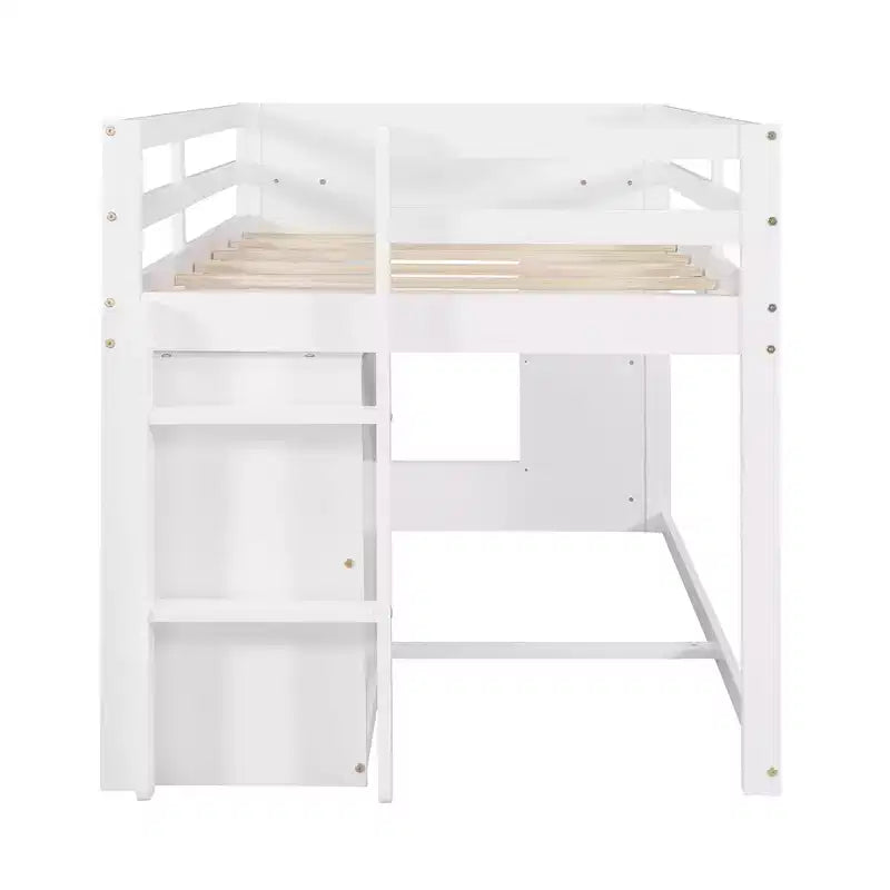 Cadre de lit mezzanine simple en bois Luxystar avec 3 tiroirs et une étagère