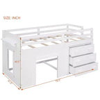 Cadre de lit mezzanine simple en bois Luxystar avec 3 tiroirs et une étagère