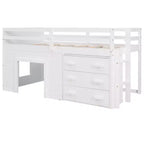 Cadre de lit mezzanine simple en bois Luxystar avec 3 tiroirs et une étagère