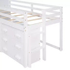 Cadre de lit mezzanine simple en bois Luxystar avec 3 tiroirs et une étagère