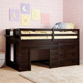 Luxystar Twin Size Wooden Loft bed Frame With 3 Drawers and Shelf