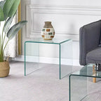 Table d'appoint moderne en verre trempé courbé pour salon et chambre