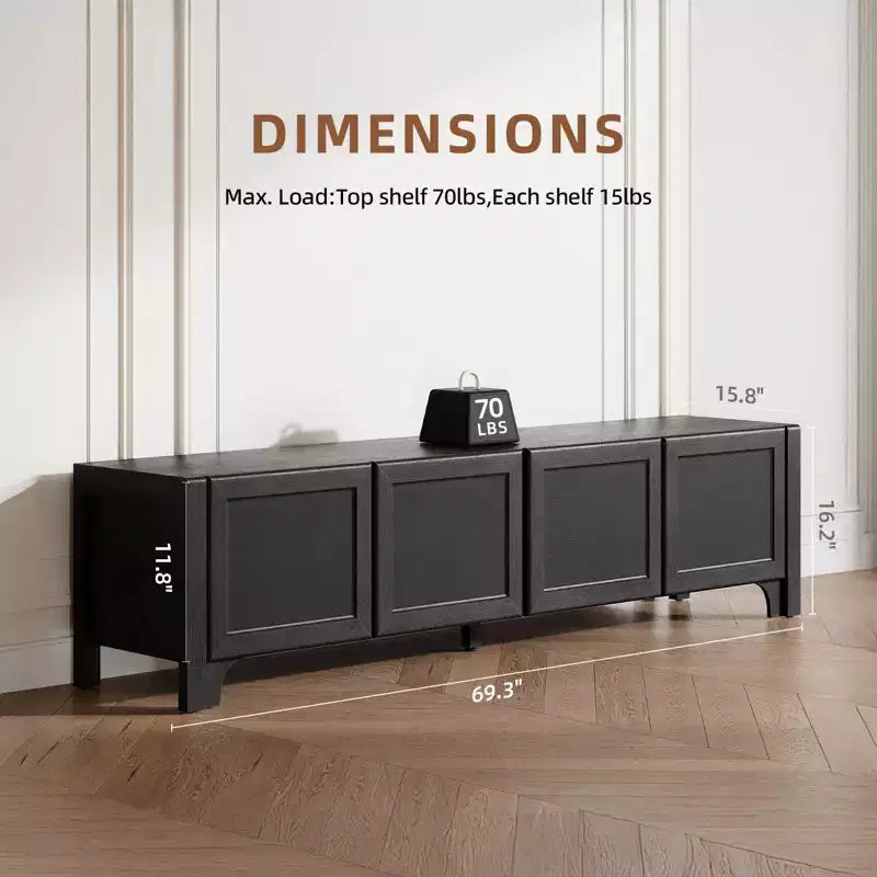 Meuble TV moderne pour téléviseur de 65 pouces - Meuble TV avec portes en cuir