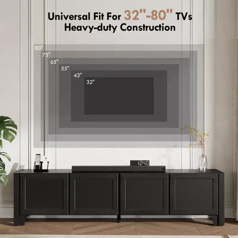 Meuble TV moderne pour téléviseur de 65 pouces - Meuble TV avec portes en cuir