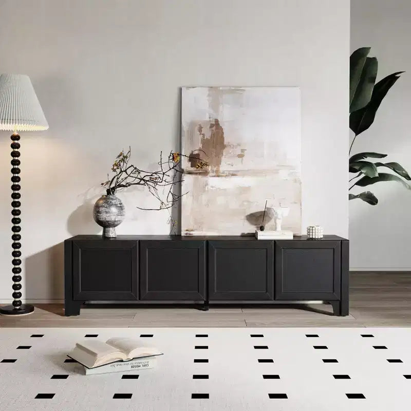 Meuble TV moderne pour téléviseur de 65 pouces - Meuble TV avec portes en cuir