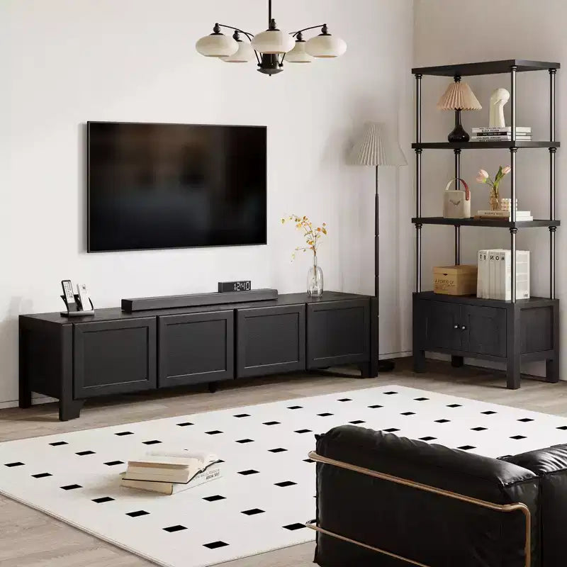 Meuble TV moderne pour téléviseur de 65 pouces - Meuble TV avec portes en cuir