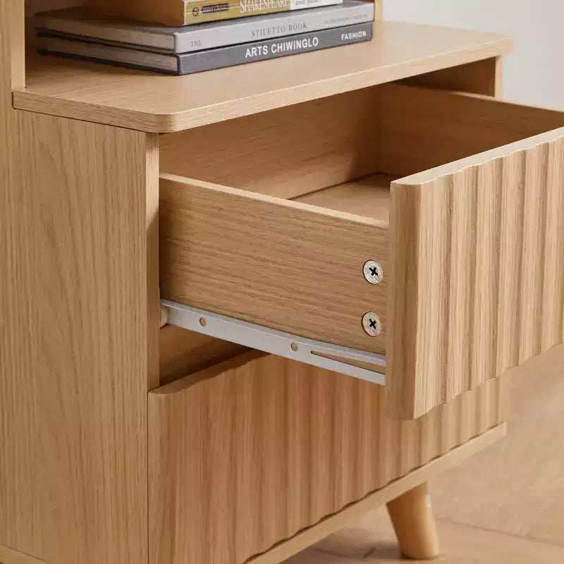 Table de Chevet Moderne avec 2 Tiroirs et Rangement Sécurisé, Charge USB, pour Chambre à Coucher et Salon