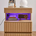 Table de Chevet Moderne avec 2 Tiroirs et Rangement Sécurisé, Charge USB, pour Chambre à Coucher et Salon