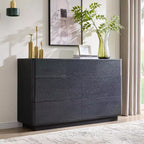 Commode à 7 tiroirs, commode en bois de 52" de large, design moderne sans poignée, grande commode de chambre à coucher avec meuble TV et organisateur de rangement
