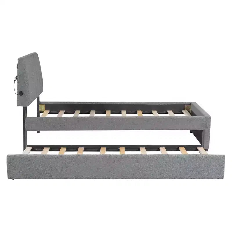 MAYEERTY Cadre de lit robuste en MDF et panneaux de particules avec espace de couchage supplémentaire et assemblage facile