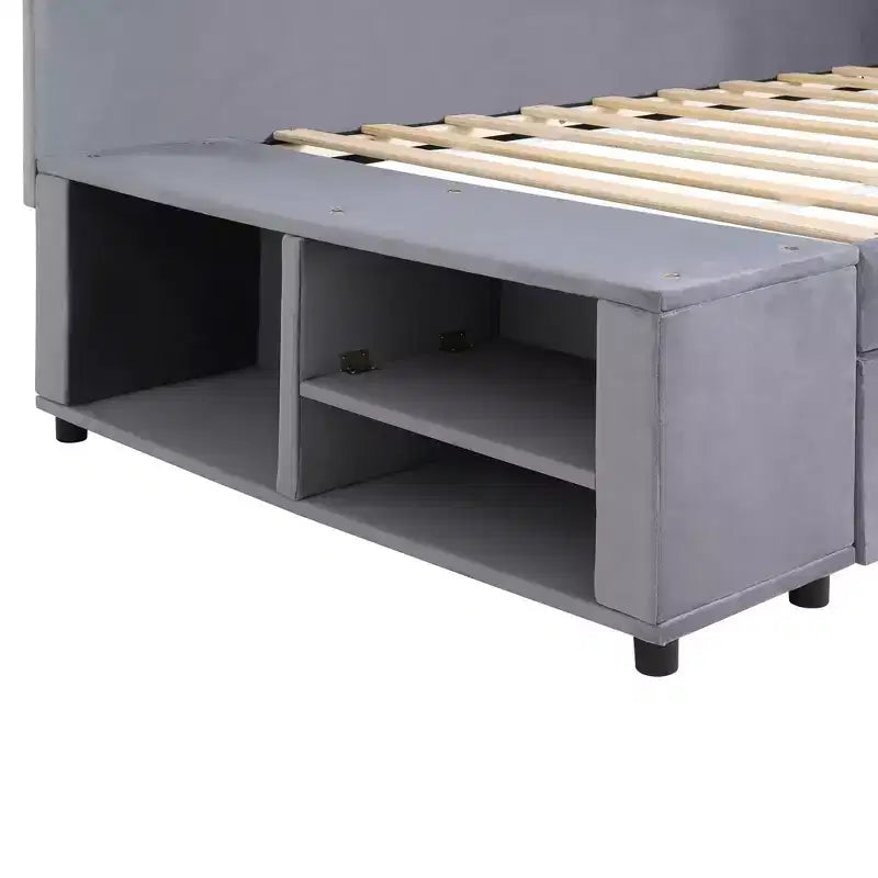 MAYEERTY Cadre de lit robuste en MDF et panneaux de particules avec espace de couchage supplémentaire et assemblage facile
