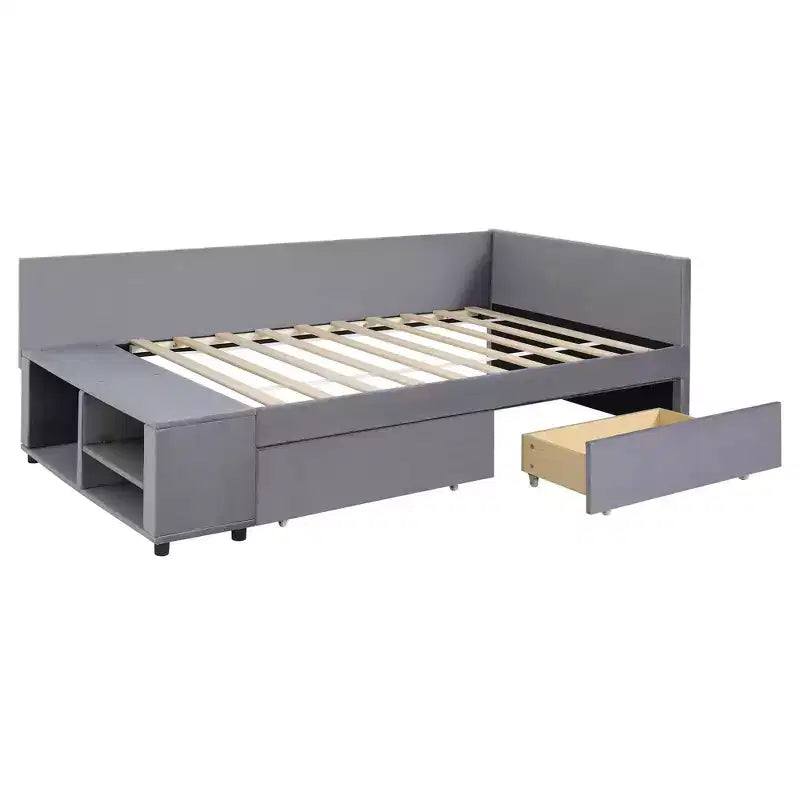 MAYEERTY Cadre de lit robuste en MDF et panneaux de particules avec espace de couchage supplémentaire et assemblage facile