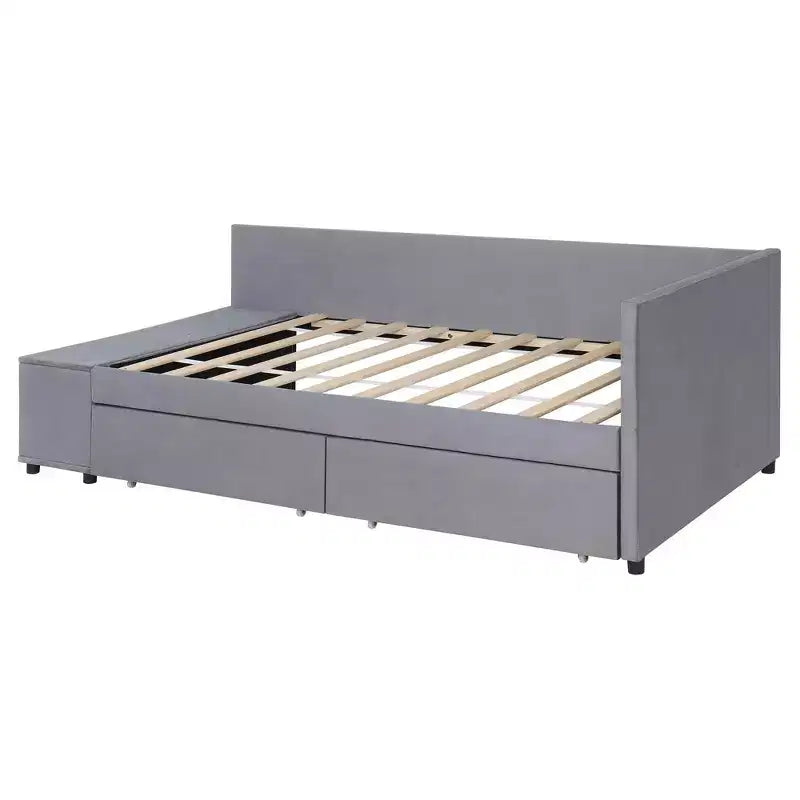 MAYEERTY Cadre de lit robuste en MDF et panneaux de particules avec espace de couchage supplémentaire et assemblage facile