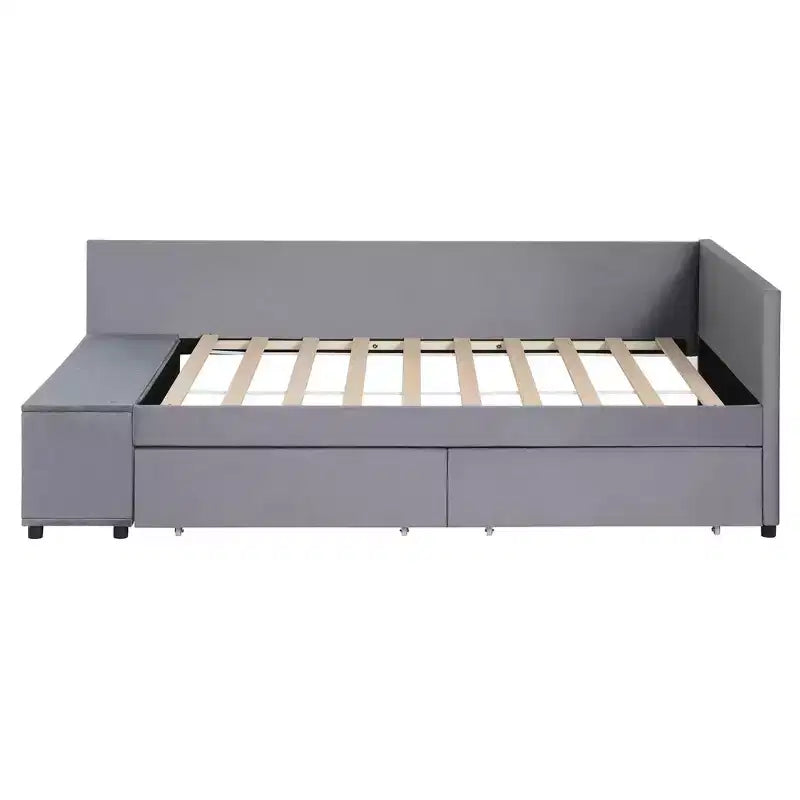 MAYEERTY Cadre de lit robuste en MDF et panneaux de particules avec espace de couchage supplémentaire et assemblage facile