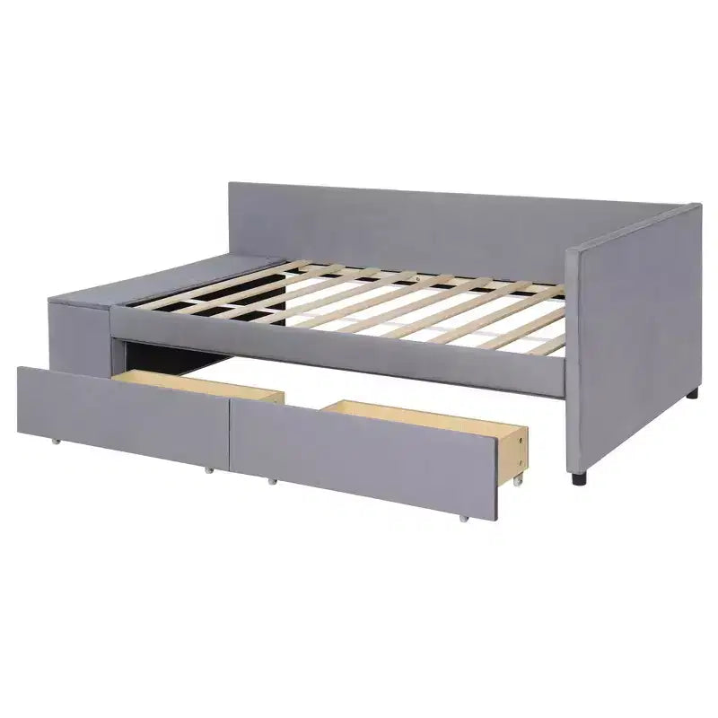 MAYEERTY Cadre de lit robuste en MDF et panneaux de particules avec espace de couchage supplémentaire et assemblage facile