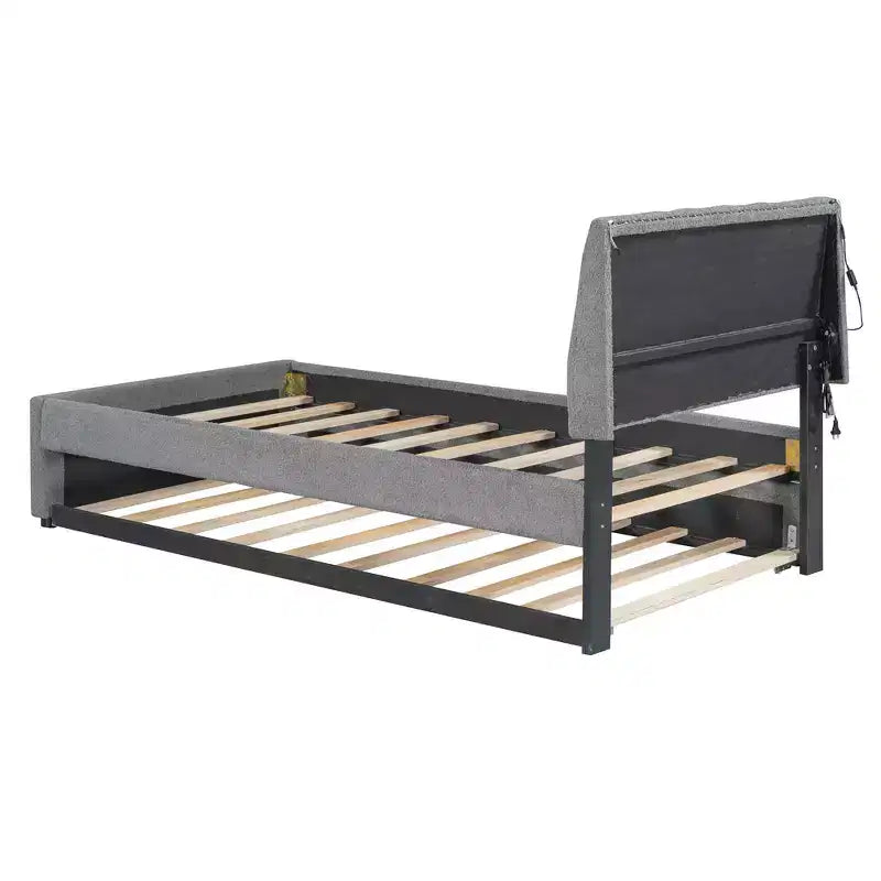MAYEERTY Cadre de lit robuste en MDF et panneaux de particules avec espace de couchage supplémentaire et assemblage facile