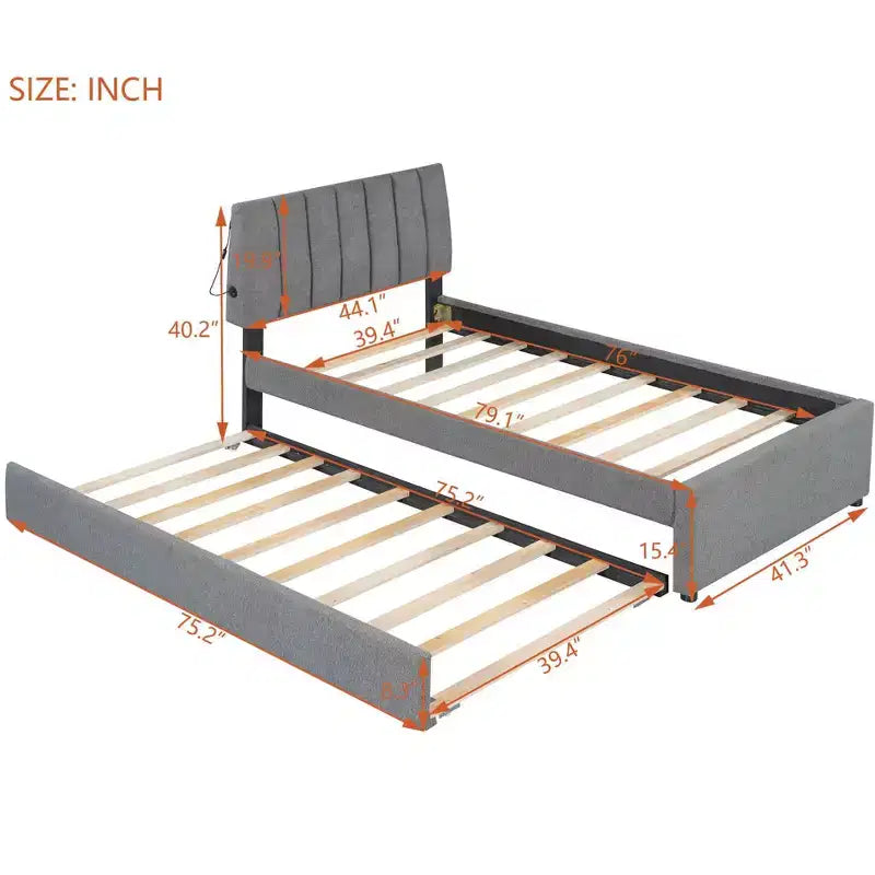 MAYEERTY Cadre de lit robuste en MDF et panneaux de particules avec espace de couchage supplémentaire et assemblage facile