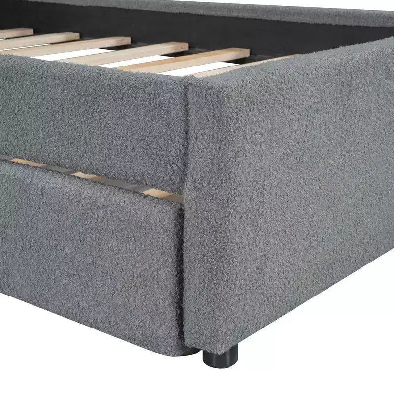 MAYEERTY Cadre de lit robuste en MDF et panneaux de particules avec espace de couchage supplémentaire et assemblage facile