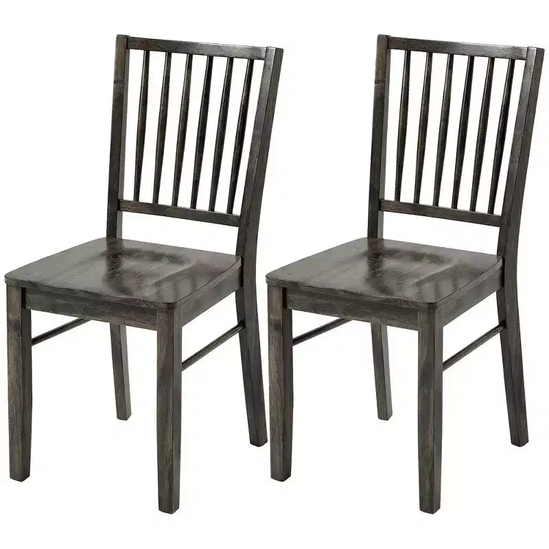 HOMCOM Lot de 2 chaises de salle à manger ergonomiques en bois massif, chaises de cuisine sans accoudoirs avec pieds en bois d'hévéa