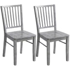 HOMCOM Lot de 2 chaises de salle à manger ergonomiques en bois massif, chaises de cuisine sans accoudoirs avec pieds en bois d'hévéa