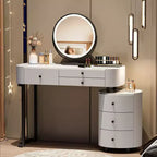 GDFStudio Mino Coiffeuse moderne avec miroir détachable, 6 tiroirs et côté rotatif