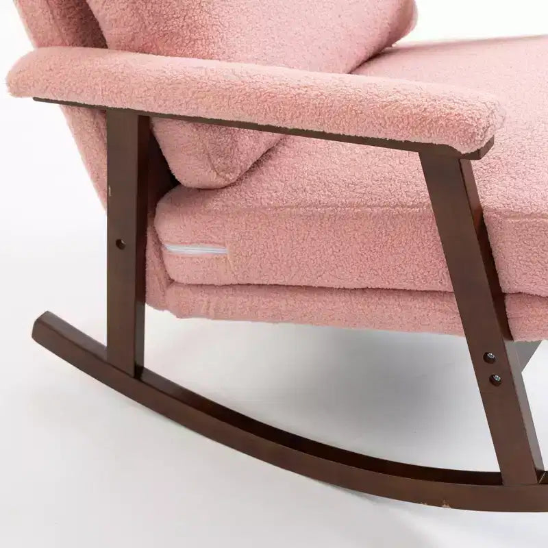 GDFStudio Ellowyn, fauteuil à bascule d'appoint en bois et tissu, style moderne du milieu du siècle