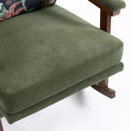 GDFStudio Ellowyn, fauteuil à bascule d'appoint en bois et tissu, style moderne du milieu du siècle