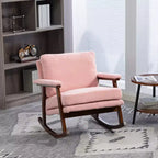 GDFStudio Ellowyn, fauteuil à bascule d'appoint en bois et tissu, style moderne du milieu du siècle