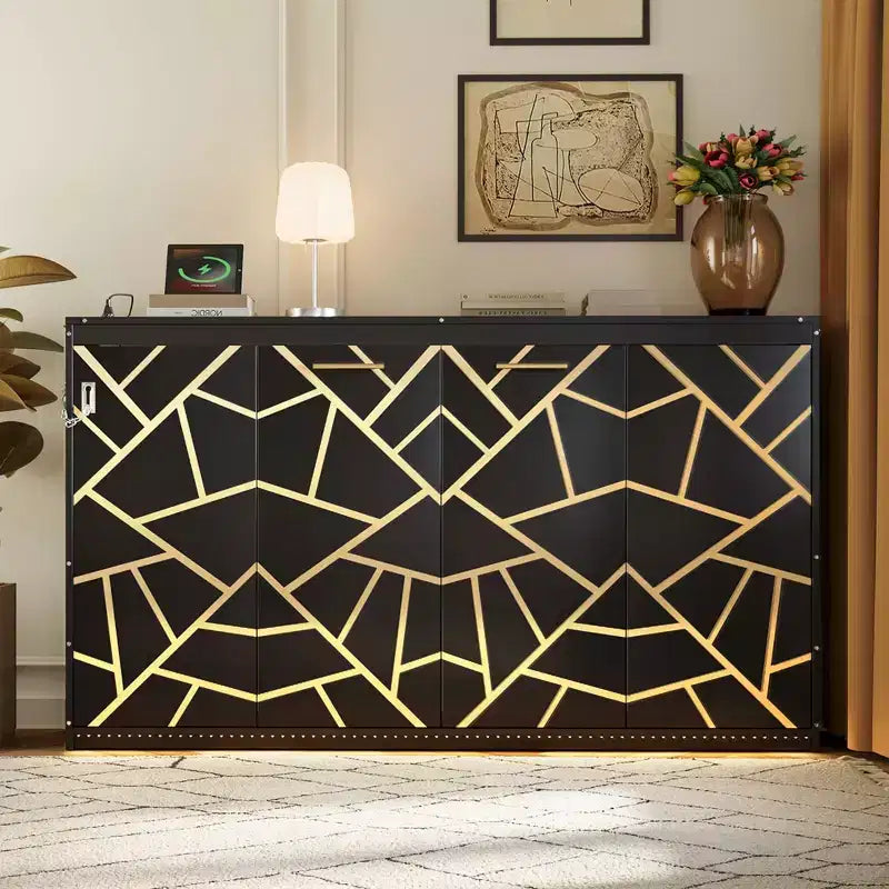 FAMYYT Twin Size Murphy Bed With Side-Folding, LED Under-Bed Lighting, Built-In USB Outlet, Easy Assembly, Black