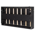 Lit escamotable double FAMYYT avec pliage latéral, éclairage LED sous le lit, prise USB intégrée, montage facile, noir