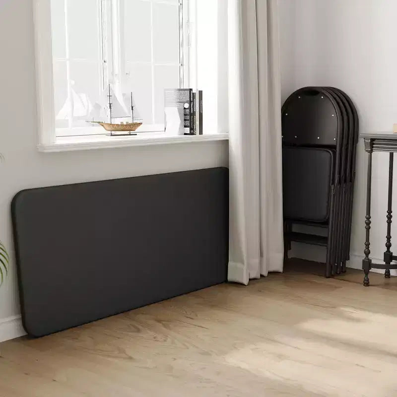 Ensemble table et chaises de salle à manger pliantes 5 pièces, table de jeu portable rembourrée en PU avec 4 chaises rembourrées, cadre métallique robuste, pour salle à manger, camping