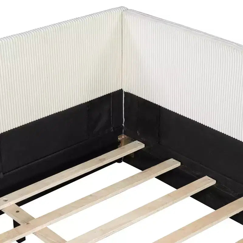Lit de repos en velours côtelé en forme de L Luxystar Modern de taille normale pour salon ou chambre d'amis