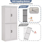 70 Meuble Colonne de Cuisine avec Portes et Étagères Réglables, Meuble de Rangement Autonome, Grande Armoire de Rangement pour Salle de Bain